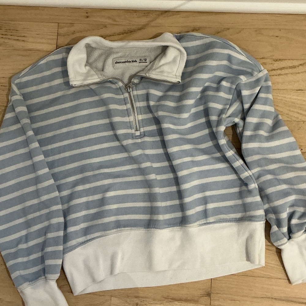 Abercrombie Kids Light Blue and White Striped Pullover